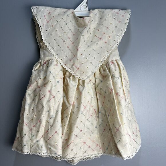 LOVE Vintage Spring Pastel cream Embroidered Dress Girls size 3T Union Made USA - Picture 1 of 6